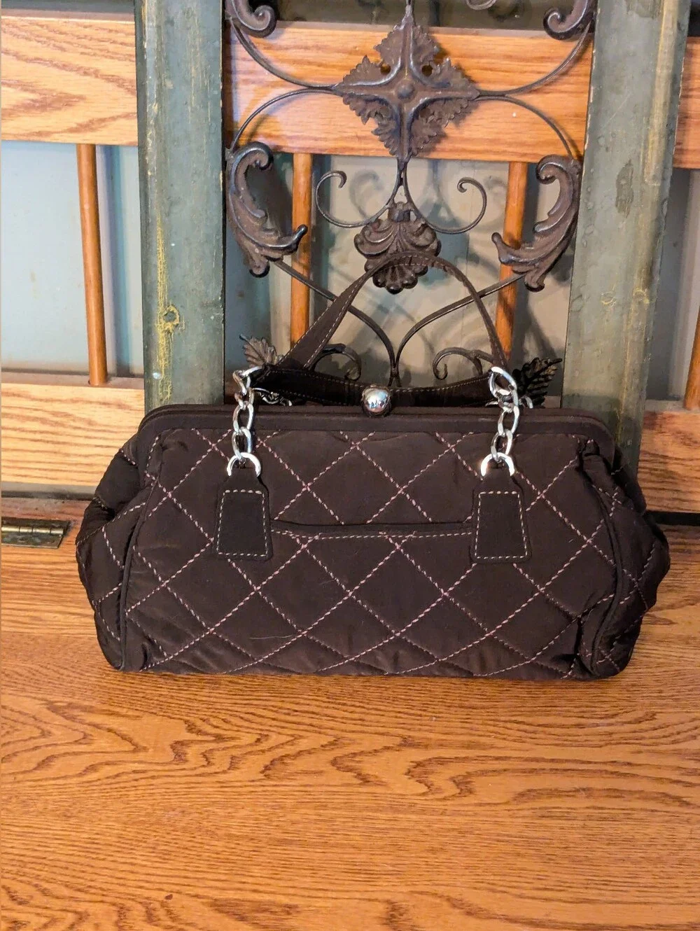 Vera Bradley Classic Espresso Brown Microfiber Satchel Bag